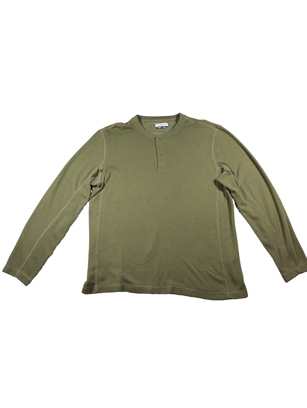 Magellan Outdoors Mens Waffle Knit Long Sleeve Henley Shirt Olive Green XL 0134